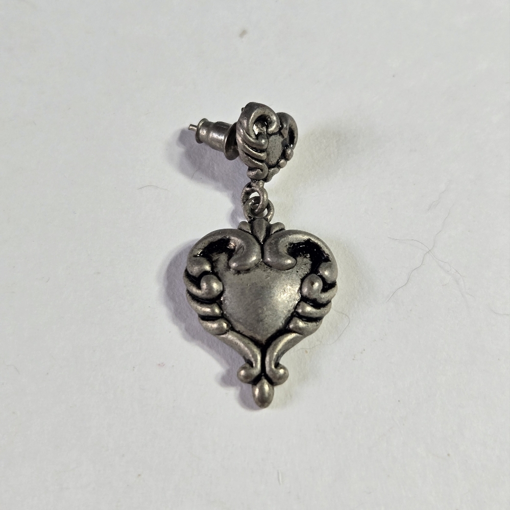 Elegant Silver Heart Drop Earring